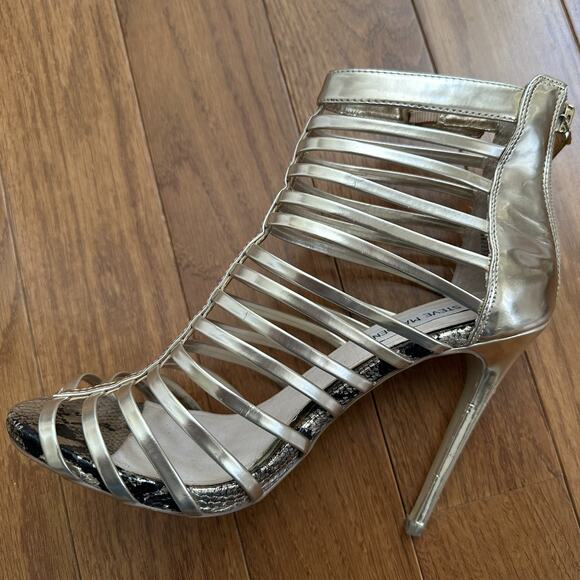 Steve Madden Marinee Gold Metallic Womens Platform Sandal Heels N6842* Size 8M - Picture 3 of 7